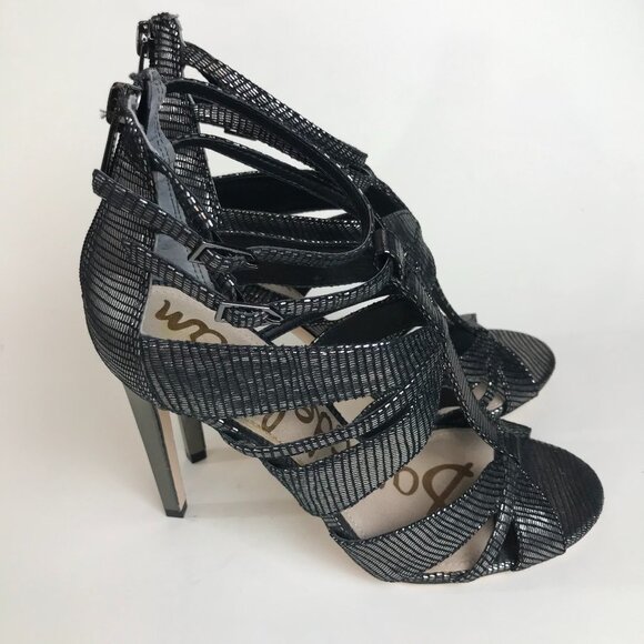 Sam Edelman Metallic Strappy Stiletto Sandals - Picture 2 of 9